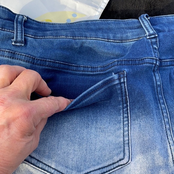 Flip Side Dual Frayed Denim Jean Shorts 2 Shorts in 1 Blue Ombré or Floral 17 - Picture 6 of 14